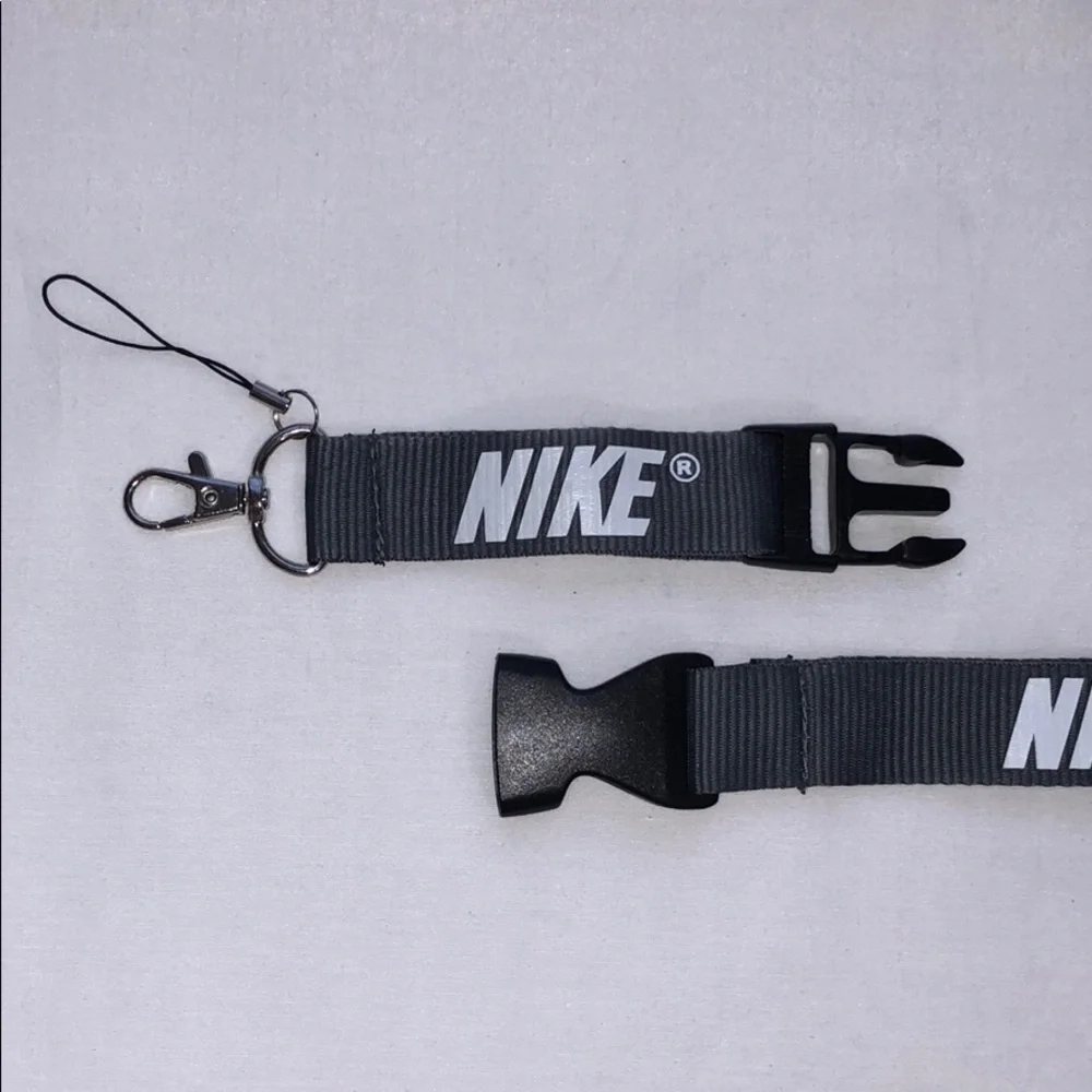 New Nike Gray and White Lanyard ID Badge Keychain